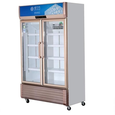 Fan Cooling Glass Door Display Freezer Golden Color