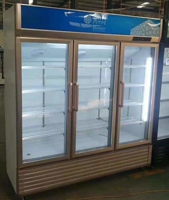 Fan Cooling Glass Door Display Freezer Golden Color