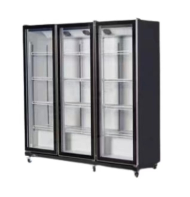 Painted Steel 3 Glass Door Upright Freezer Air Cooling