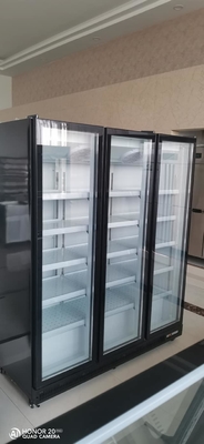 Painted Steel 3 Glass Door Upright Freezer Air Cooling