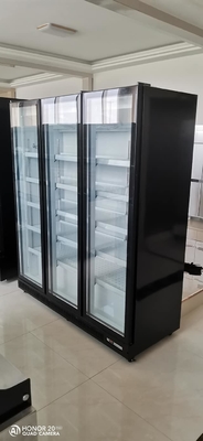 Painted Steel 3 Glass Door Upright Freezer Air Cooling
