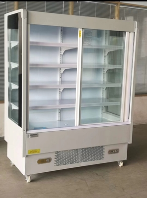 Supermarket Fruit Vegetable Shop Preservation Display Freezer With Door Curtain