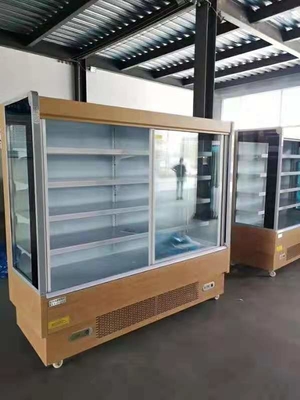 Supermarket Fruit Vegetable Shop Preservation Display Freezer With Door Curtain
