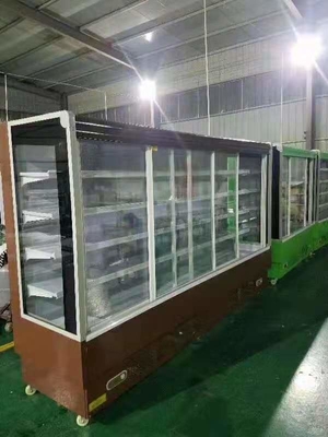 Supermarket Fruit Vegetable Shop Preservation Display Freezer With Door Curtain