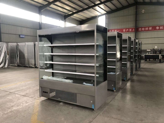 Supermarket Fruit Vegetable Shop Preservation Display Freezer With Door Curtain