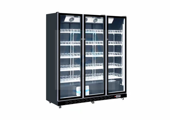 LARGE CAPACITY BLACK BAR Stainless steel GLASS DOOR DISPLAY FREEZER