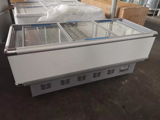 Horizontal island cabinet commercial  direct  cooling refrigeration and freeze display cabinet