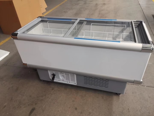 Horizontal island cabinet commercial  direct  cooling refrigeration and freeze display cabinet