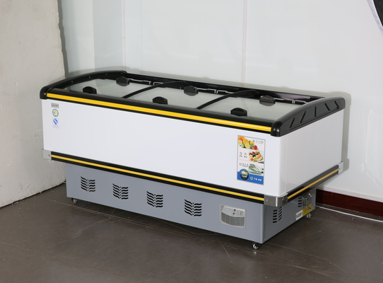 Horizontal island cabinet commercial  direct  cooling refrigeration and freeze display cabinet