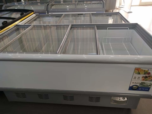 Horizontal island cabinet commercial  direct  cooling refrigeration and freeze display cabinet