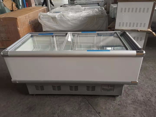 Horizontal island cabinet commercial  direct  cooling refrigeration and freeze display cabinet