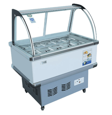 Commercial Ice Cream Showcase Freezer 6 Barrel 10 Tray Curved Glass