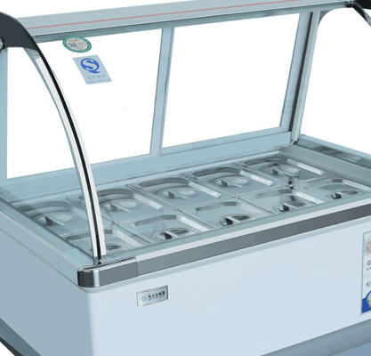 8 Barrel Commercial Ice Cream Freezer Dipping Cabinet 12 Tray Tempered Glass