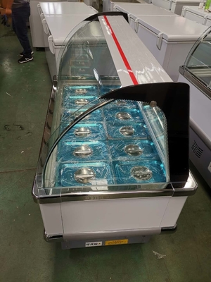 8 Barrel Commercial Ice Cream Freezer Dipping Cabinet 12 Tray Tempered Glass