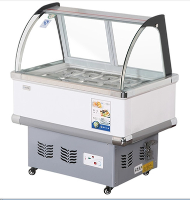 8 Barrel Commercial Ice Cream Freezer Dipping Cabinet 12 Tray Tempered Glass