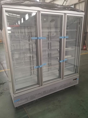 2 / 3 Door Air Cooled Refrigerated Display Cabinet White Commercial Large Capacity