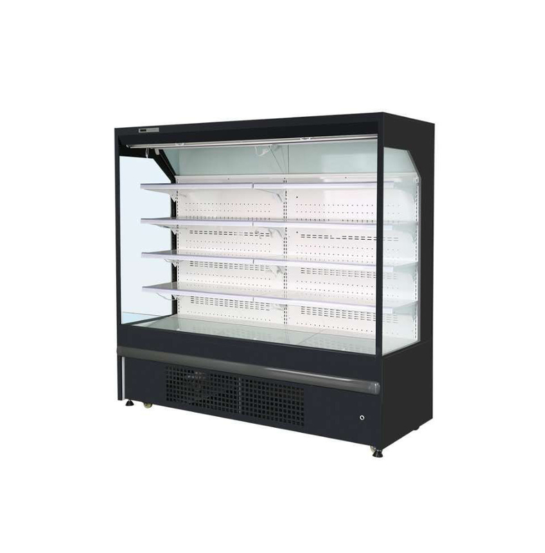 Supermarket Fruit Vegetable Shop Preservation Display Freezer With Door Curtain