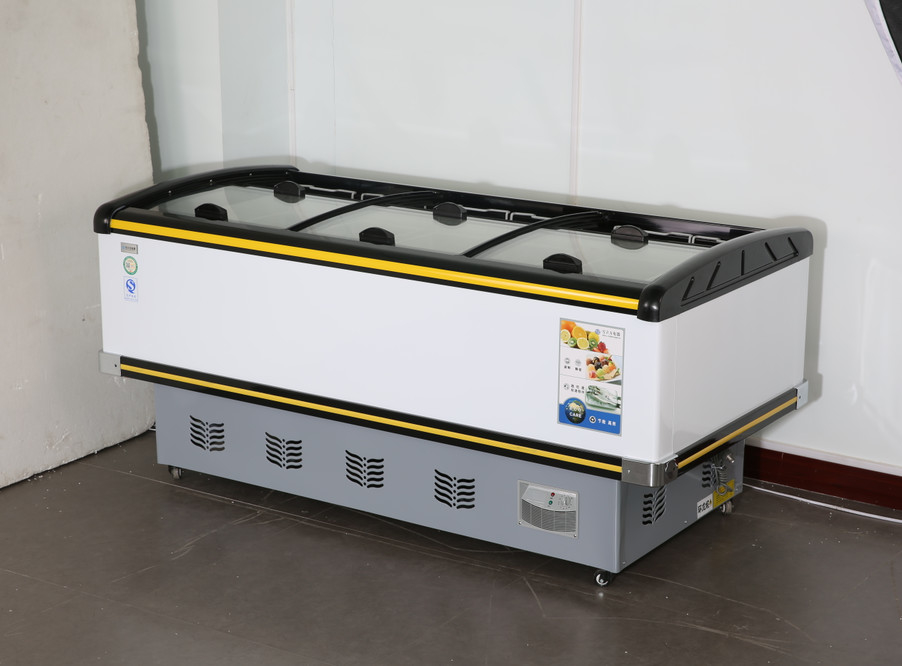 Horizontal island cabinet commercial  direct  cooling refrigeration and freeze display cabinet